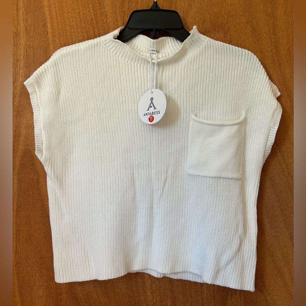 NWT Chic Cream Knit Blouse with Pocket